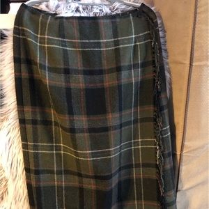 Green Plaid Skirt w/Fringe
